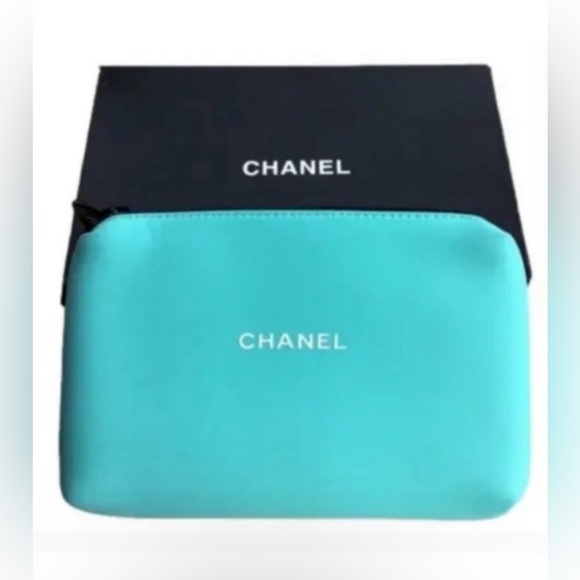 NIB! 🩵 CHANEL Teal Cosmetic Pouch - Picture 1 of 6